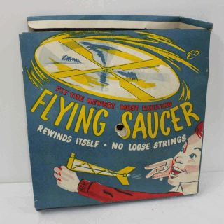 Vintage Australian Made Pull String Flying Saucer Toy 209 3