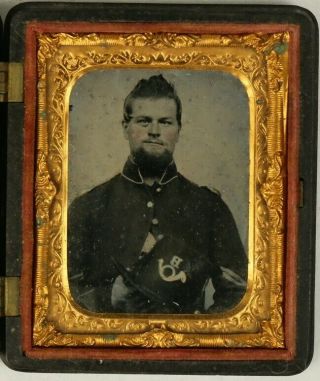 Tintype Of Federal Infantry Corporal With Hardee Hat