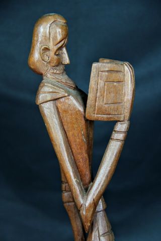 " Don Quixote " Hand - Carved Wood Sculpture Folk Art - Signed J.  Pinal