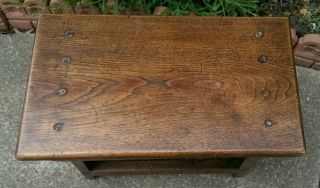 Antique Oak Arts & Crafts Style Stool or Side Table 46 cms Tall x 46.  5 x 27.  5 cm 3
