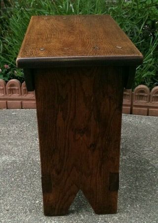 Antique Oak Arts & Crafts Style Stool or Side Table 46 cms Tall x 46.  5 x 27.  5 cm 5