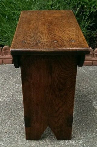 Antique Oak Arts & Crafts Style Stool or Side Table 46 cms Tall x 46.  5 x 27.  5 cm 6