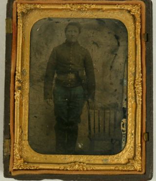 1/4 PLATE TINTYPE OF LIGHT ARTILLEY CORPORAL PLUS TINTYPE OF HIM & WIFE 2