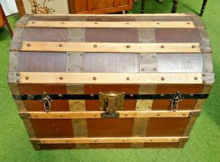 Victorian Dome Top Wooden Slated Trunk
