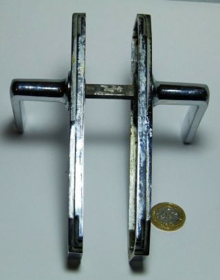 PAIR SPLENDID ANTIQUE ART DECO CHROMED BRASS LEVER DOOR HANDLES&BACKPLATES YALE 4