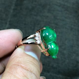Collectible Chinese Green Jadeite Jade Lucky Gourd Handwork Rare No.  7 - 12 Ring 2