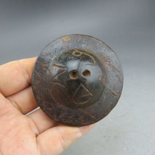 Chinese Jade,  Hongshan Culture,  Black Magnet,  Jade,  Ufo,  Pendant K05