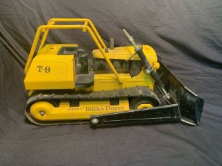 Mighty Tonka Dozer T - 9 Steel Kids Toy Rubber Treads Construction
