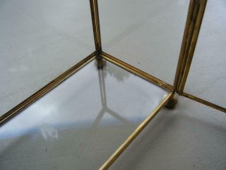 Vintage Brass & Glass CURIO Bun Foot Table Top Display Case 4