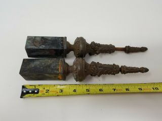 Antique Victorian Gothic Bronze Copper Finials Heavy Pair 8