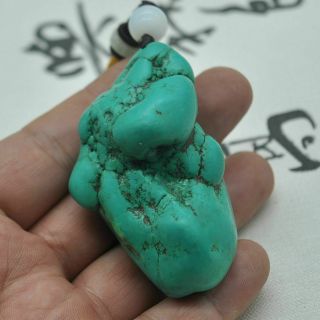 Hand - Carved Old Natural Turquoise Pendant Rough M31