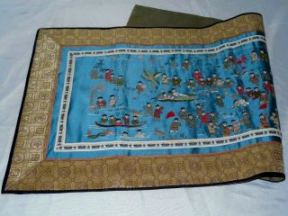 Vintage Chinese Silk Thread Embroidery Textile With Children Playing