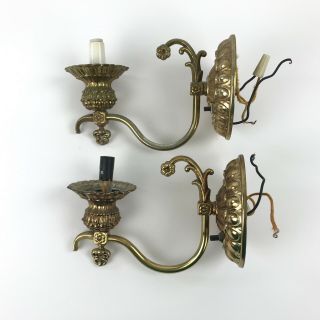 Vintage Brass Electric Wall Sconces Light Fixtures Pmc Inc No Shades