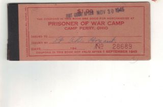 Wwii Pow Prisoner Of War Military Trade Token Chit Empty Booklet Camp Perry Ohio