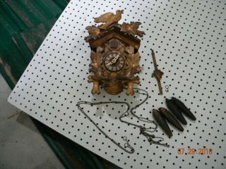 Vintage Made In Germany Cuckoo Clock For Repair Or Parts 12 Tall X 8 Inches Wide