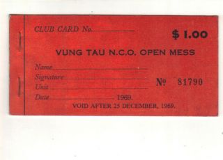Vietnam Military Trade Token Chit Partial Booklet,  Chits Vung Tau Nco Club