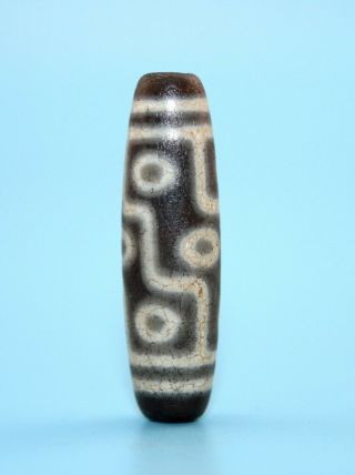 44 12 Mm Antique Dzi Agate Old 9 Eyes Bead From Tibet