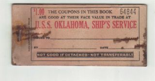 Wwii Uss Oklahoma Ships Service Military Trade Token Chit Complete Booklet