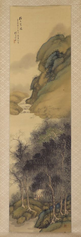 JAPANESE HANGING SCROLL ART Painting Sansui Landascape Asian antique E8199 2