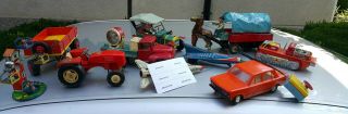 VINTAGE STEIFF 60 TRACTOR & TRAILER TOY GERMANY DDR GDR 60 ' S TIN METAL WOOD 7
