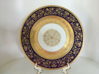 Black Knight BLK87 Cobalt Encrusted Gold Urns Scrolls Dinner Plates (Set 8) 3