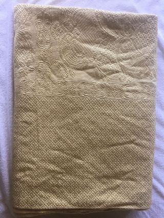 Vintage Gold Silk? Damask Bed Cover Bed Spread Coverlet Woven Italy