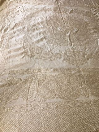 Vintage Gold Silk? Damask Bed Cover Bed Spread Coverlet Woven ITALY 2