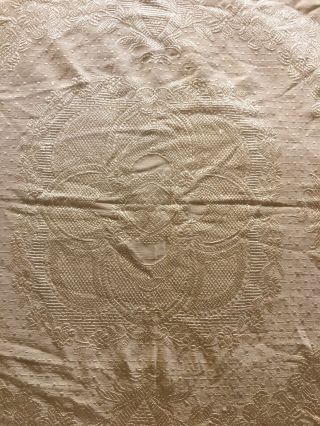 Vintage Gold Silk? Damask Bed Cover Bed Spread Coverlet Woven ITALY 4
