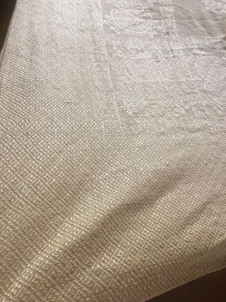 Vintage Gold Silk? Damask Bed Cover Bed Spread Coverlet Woven ITALY 5