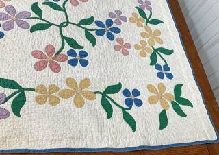 Cottage c 1930s Floral Applique QUILT Vintage Webster Inspired 5