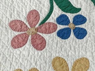 Cottage c 1930s Floral Applique QUILT Vintage Webster Inspired 6