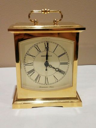 Howard Miller Mantle Clock Gold Westminster Chime Eaton Edition Metal & Glass