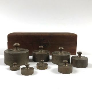 Antique Scale Weights for Gold,  Silver,  Dekagram Weights 20 DK to.  5 DKG 2