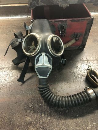 Very Rare Vintage NOS MSA Miners Ammonia/Gas mask 1920 - 1930 with Box 7