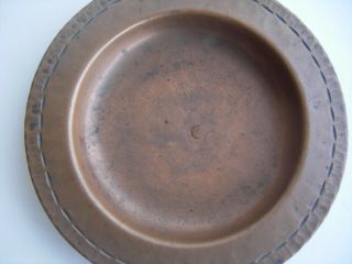SIGNED ROYCROFT HAND HAMMERED COPPER Plate dish Arts & Crafts Mission style 2
