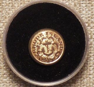 Dug Civil War Rhode Island State Seal Cuff Button W/ Treble / Gilt B/m