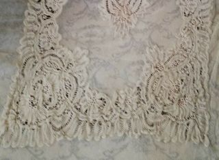 Beautifully Detailed Antique Netted Tambour Lace Bedspread 6