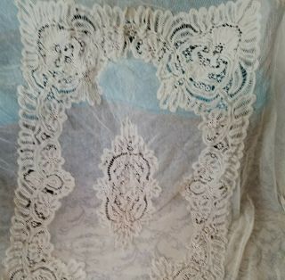 Beautifully Detailed Antique Netted Tambour Lace Bedspread 7