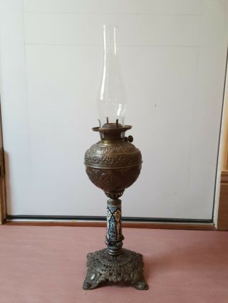 Antique Bradley & Hubbard B&h Brass Oil Banquet Lamp Parlor Gwtw Rewire Restore