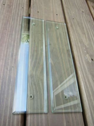 Pair 3 " X12 " Vintage Antique Beveled Clear Glass Swinging Pivot Door Push Plate