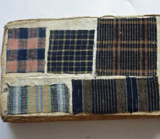 1870s Japanese Textile Sample Book Hand Woven Striped Cotton Fabric Swatches 3
