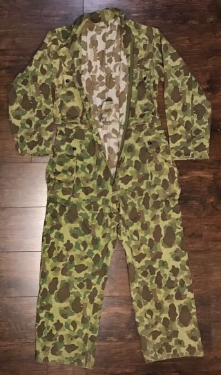 WWII US Army HBT Camo Coveralls with 13 Star Buttons,  38R 2