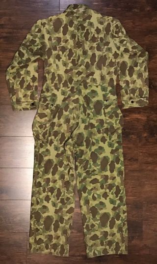 WWII US Army HBT Camo Coveralls with 13 Star Buttons,  38R 8