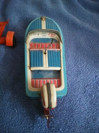 Haji Car Boat And Trailer Tin Toy 7