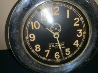 U.  S.  Navy WWII Chelsea Mark 1 Deck Clock 1940 with Key 3