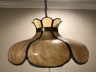 Antique Art Nouveau Slag Glass Hanging Light 2