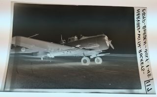 Rc404 Rcaf Harvard W/ Rockets Airplane B&w Photo Negative Camp Borden On 1948
