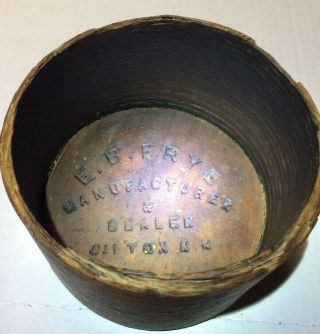 Antique Primitive Dry Measure E.  B.  Frye Wilton,  N.  H.  Pantry Box Furkin Grain Oak