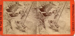 61998.  Civil War Real Photo Svc Anthony Confederate Dead In Trenches Fort Mahone