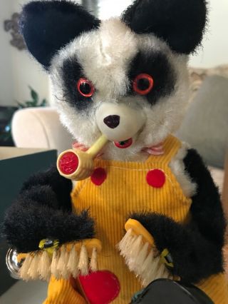 1950’s Smoking and Shoe Shining Panda Bear Toy by Alps.  Made in Japan. 6